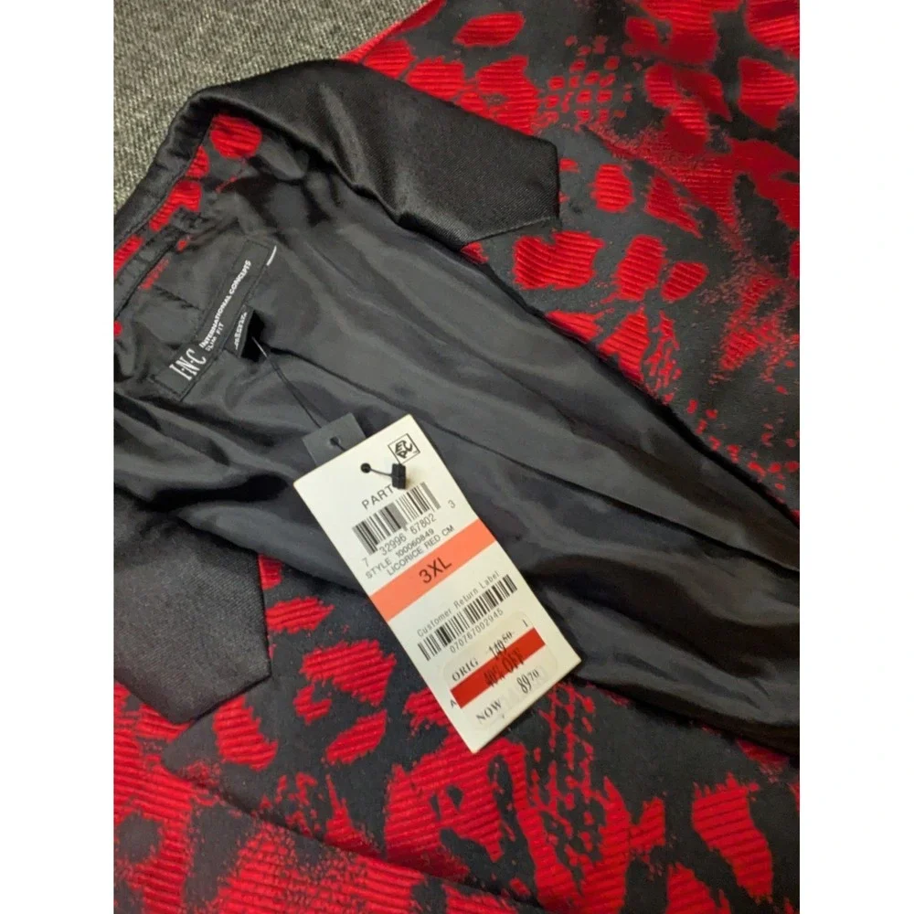 INC International Concepts Red Floral Abstract Blazer Jacket Suit Men's 3XL NWT